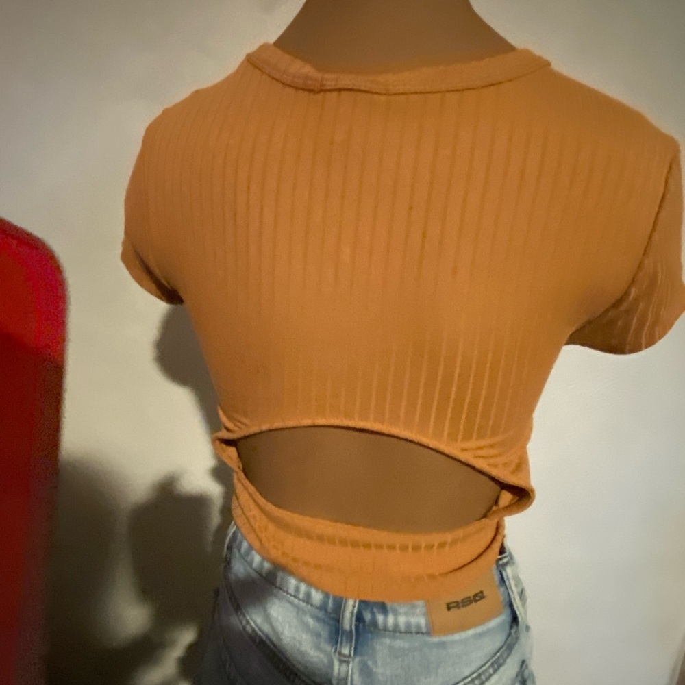 Orange Ribbed Women's Top - Picture 3 of 3